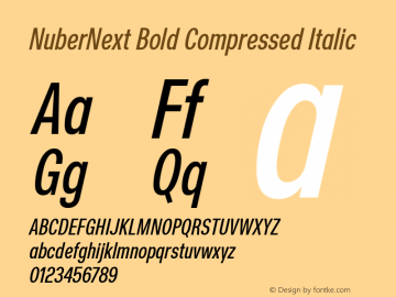 NuberNext Bold Comp Ita Version 001.000 October 2018;YWFTv17 Font Sample