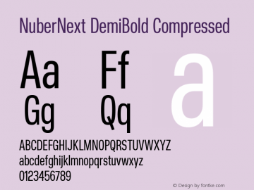 NuberNext DemiBold Compressed Version 001.000 October 2018;YWFTv17 Font Sample