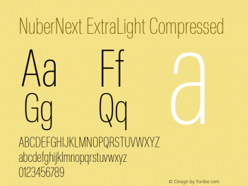 NuberNext ExtraLight Compressed Version 001.000 October 2018;YWFTv17 Font Sample