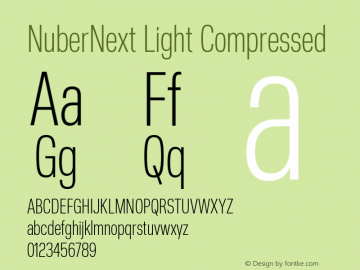 NuberNext Light Compressed Version 001.000 October 2018;YWFTv17 Font Sample