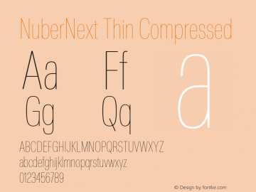 NuberNext Thin Compressed Version 001.000 October 2018;YWFTv17 Font Sample