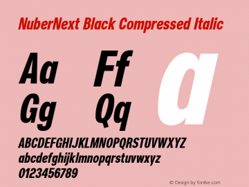 NuberNext Black Comp Ita Version 001.000 October 2018;YWFTv17 Font Sample