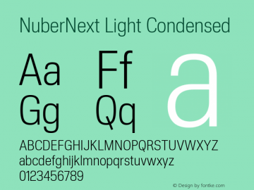 NuberNext Light Condensed Version 001.000 October 2018;YWFTv17 Font Sample