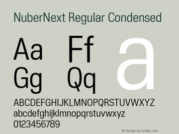 NuberNext Regular Condensed Version 001.000 October 2018;YWFTv17 Font Sample