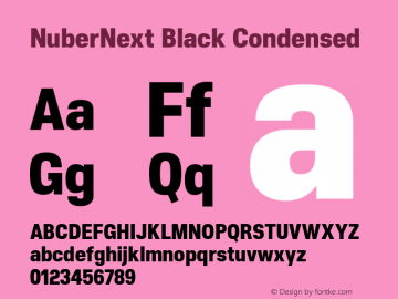 NuberNext Black Condensed Version 001.000 October 2018;YWFTv17 Font Sample