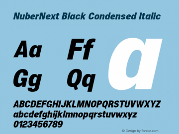 NuberNext Black Cond Ita Version 001.000 October 2018;YWFTv17 Font Sample