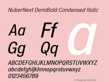 NuberNext DemBd Cond Ita Version 001.000 October 2018;YWFTv17 Font Sample