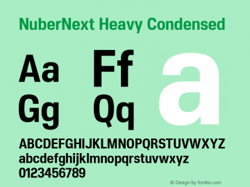 NuberNext Heavy Condensed Version 001.000 October 2018;YWFTv17 Font Sample