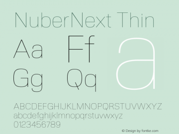NuberNext Thin Version 001.000 October 2018;YWFTv17 Font Sample