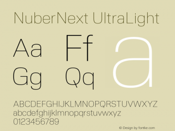 NuberNext UltraLight Version 001.000 October 2018;YWFTv17 Font Sample