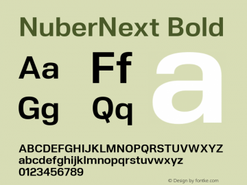 NuberNext Bold Version 001.000 October 2018;YWFTv17 Font Sample