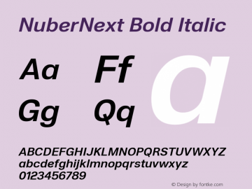 NuberNext Bold Italic Version 001.000 October 2018;YWFTv17 Font Sample