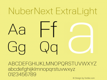 NuberNext ExtraLight Version 001.000 October 2018;YWFTv17 Font Sample