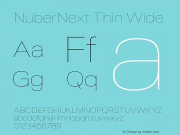 NuberNext Thin Wide Version 001.000 October 2018;YWFTv17 Font Sample