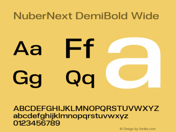 NuberNext DemiBold Wide Version 001.000 October 2018;YWFTv17 Font Sample