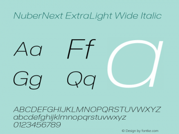 NuberNext ExtLt Wide Ita Version 001.000 October 2018;YWFTv17 Font Sample