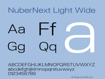 NuberNext Light Wide Version 001.000 October 2018;YWFTv17 Font Sample