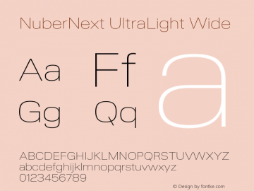 NuberNext UltraLight Wide Version 001.000 October 2018;YWFTv17 Font Sample