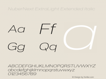 NuberNext ExtLt Ext Ita Version 001.000 October 2018;YWFTv17 Font Sample