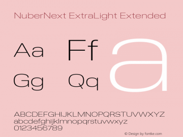 NuberNext ExtraLight Extended Version 001.000 October 2018;YWFTv17 Font Sample