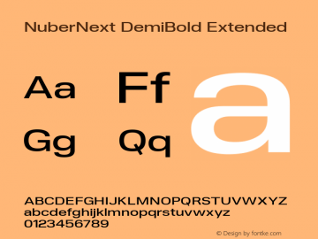NuberNext DemiBold Extended Version 001.000 October 2018;YWFTv17 Font Sample