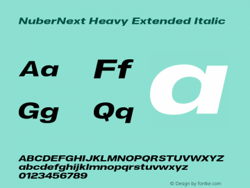 NuberNext Heavy Extended Italic Version 001.000 October 2018;YWFTv17图片样张