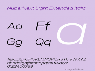 NuberNext Light Extended Italic Version 001.000 October 2018;YWFTv17 Font Sample