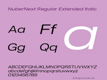 NuberNext Reg Ext Ita Version 001.000 October 2018;YWFTv17 Font Sample