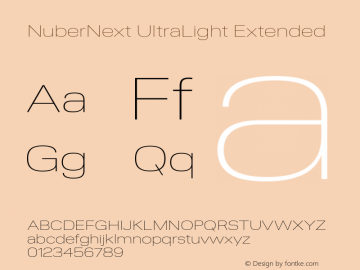 NuberNext UltraLight Extended Version 001.000 October 2018;YWFTv17 Font Sample