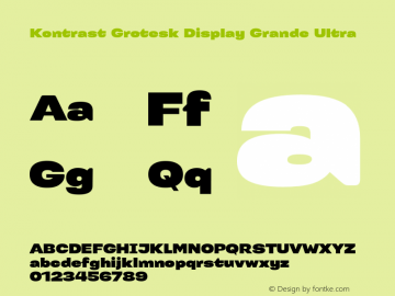 KontrastGroteskDisplayGrandeUlt Version 1.000 Font Sample