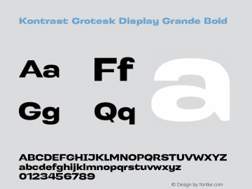 KontrastGroteskDisplayGrandeBol Version 1.000 Font Sample