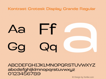 KontrastGroteskDisplayGrandeReg Version 1.000 Font Sample