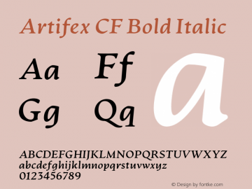 ArtifexCFBoldItalic Version 1.000;PS 001.000;hotconv 1.0.88;makeotf.lib2.5.64775;YWFTv17 Font Sample