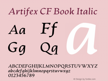 ArtifexCFBookItalic Version 1.000;PS 001.000;hotconv 1.0.88;makeotf.lib2.5.64775;YWFTv17 Font Sample