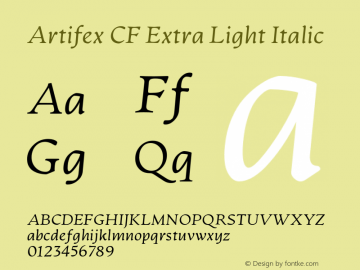 ArtifexCFExtraLightItalic Version 1.000;PS 001.000;hotconv 1.0.88;makeotf.lib2.5.64775;YWFTv17 Font Sample