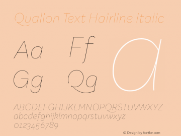 QualionText-HairlineItalic Version 1.000;PS 001.000;hotconv 1.0.88;makeotf.lib2.5.64775 Font Sample