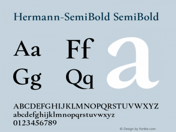 Hermann-SemiBold Version 1.000;PS 001.000;hotconv 1.0.88;makeotf.lib2.5.64775; ttfautohint (v1.5) Font Sample