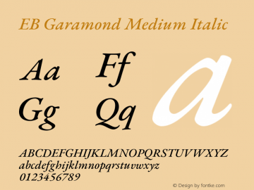 EB Garamond Medium Italic Version 1.000;PS 001.000;hotconv 1.0.88;makeotf.lib2.5.64775 Font Sample