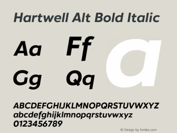 HartwellAlt-BoldItalic Version 1.001;PS 001.001;hotconv 1.0.88;makeotf.lib2.5.64775图片样张