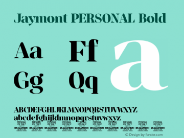 Jaymont PERSONAL Bold Version 1.000 Font Sample