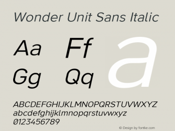 Wonder Unit Sans Regular Italic Version 1.002图片样张