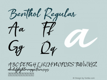 Benthol Version 1.00;December 11, 2018;FontCreator 11.5.0.2422 64-bit Font Sample