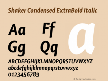 Shaker-CondensedExtraBoldItalic Version 1.002图片样张