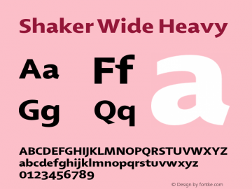 Shaker-WideHeavy Version 1.002 Font Sample