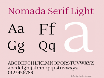 Nomada Serif Light Version 1.001;hotconv 1.0.109;makeotfexe 2.5.65593 Font Sample