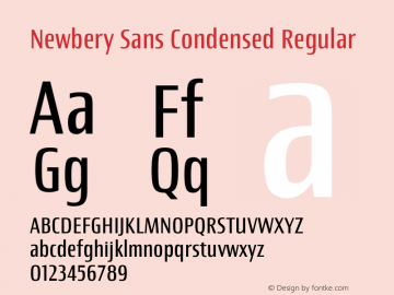 Newbery Sans Condensed Regular Version 1.000 Font Sample