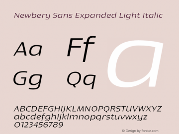 Newbery Sans Expanded Light Italic Version 1.000图片样张
