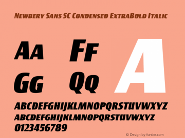Newbery Sans SC Condensed ExtraBold Italic Version 1.000 Font Sample