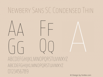 Newbery Sans SC Condensed Thin Version 1.000 Font Sample