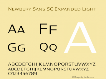 Newbery Sans SC Expanded Light Version 1.000 Font Sample